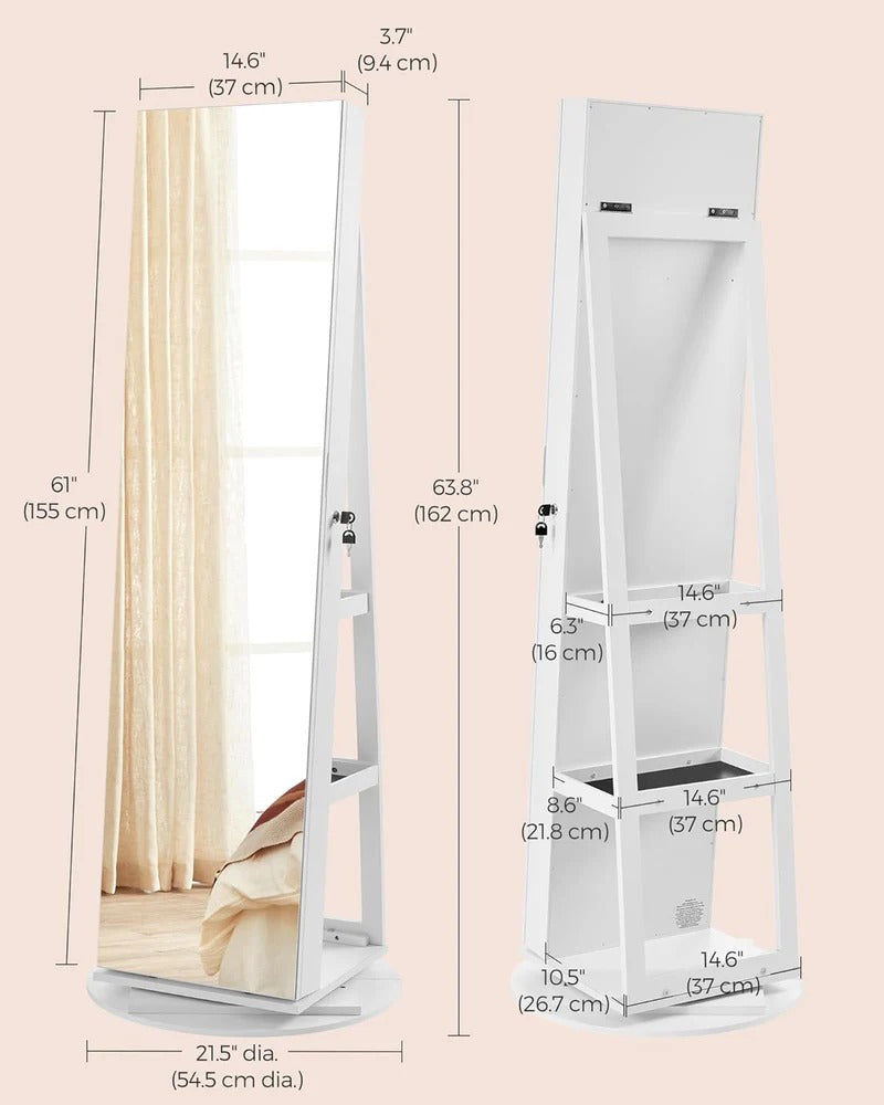 ✨ 3-in-1 Mirror with Shelf & Jewellery Organiser – Style Meets Function